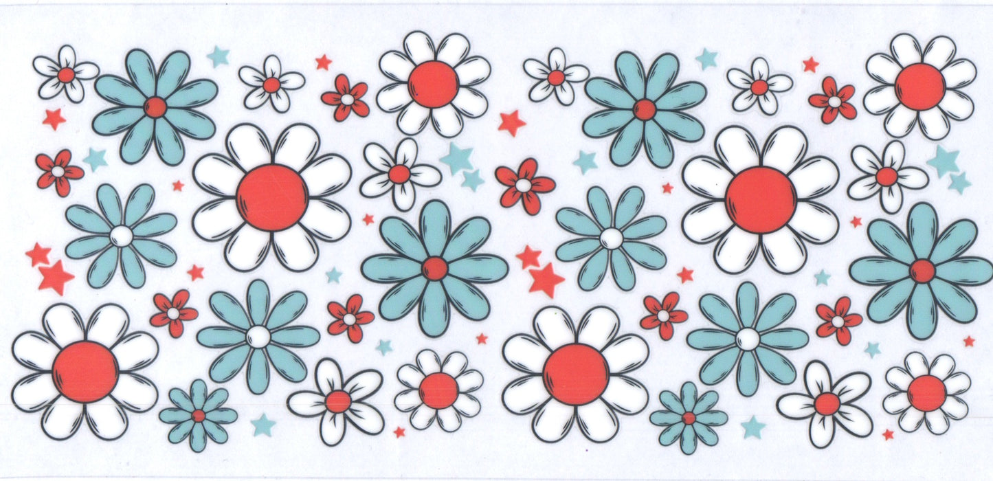 Teal and Red Flowers