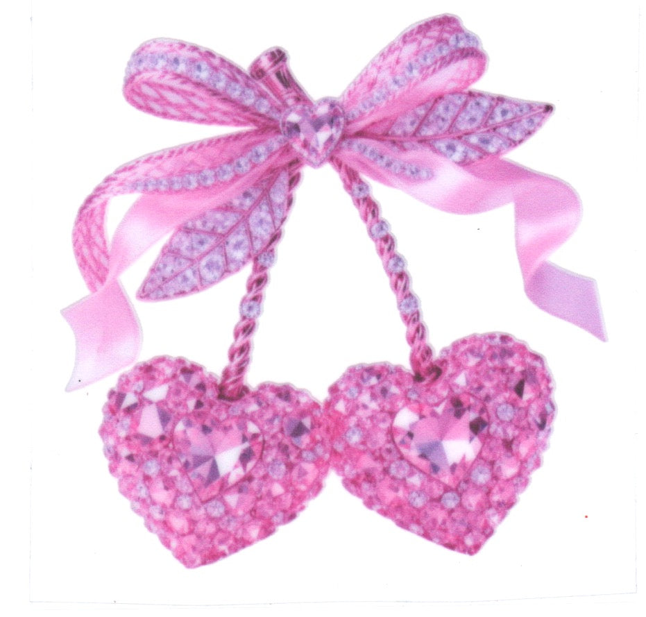 Pink Bow Heart Cherry Decal