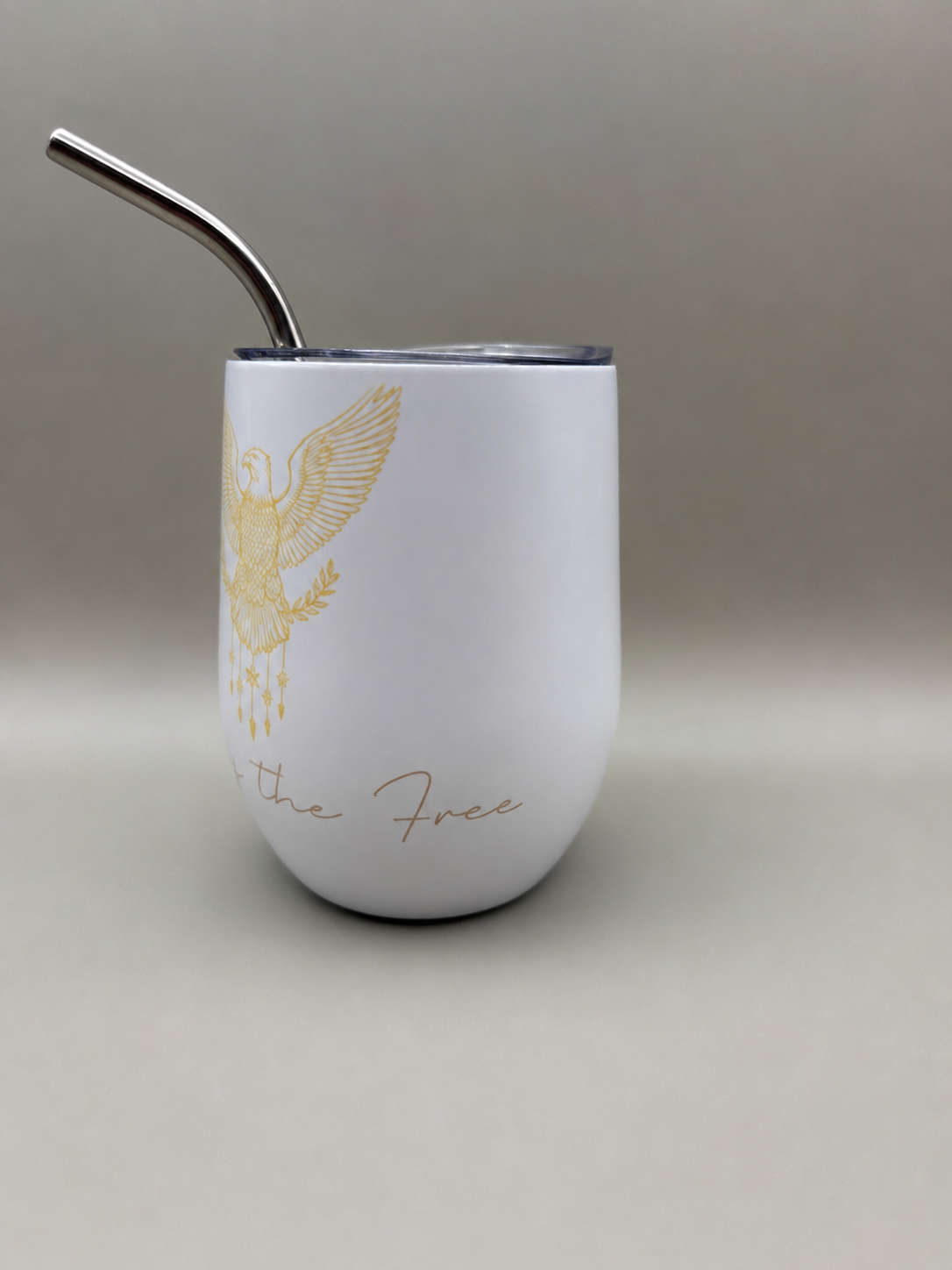 Custom 12 oz stainless steel wine tumbler with personalized design