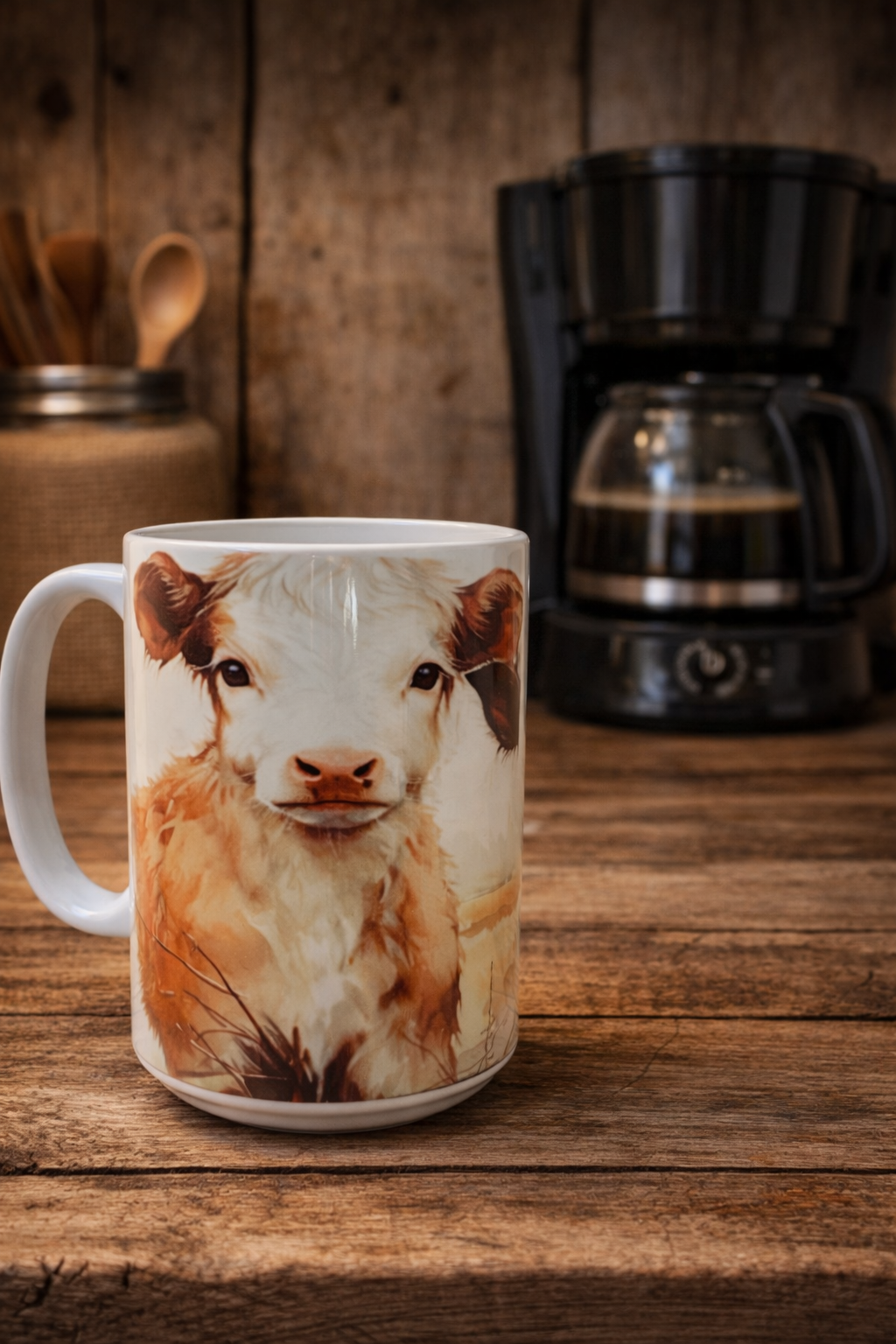 Custom 15 oz ceramic coffee mug with full-color sublimation design,