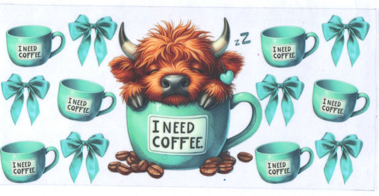 Teal I need coffee cow