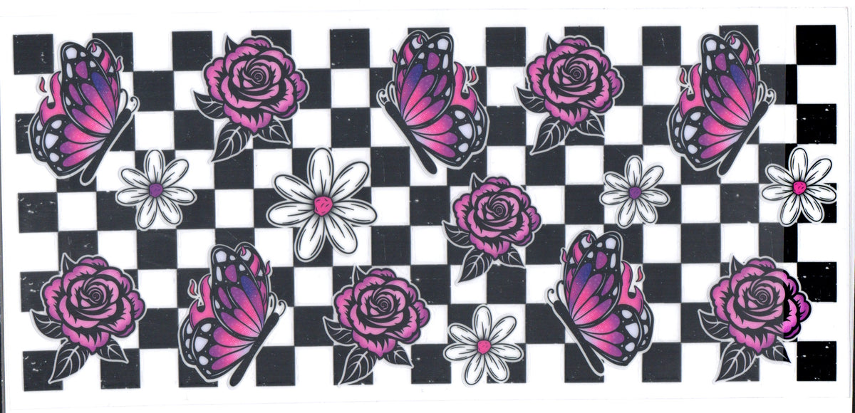 Checkered purple Flowers Large