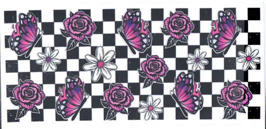 Checkered purple Flowers Large