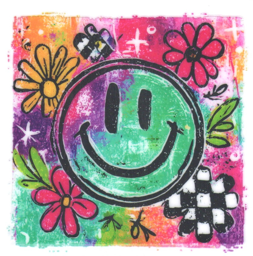 Smily face w/flowers Decal