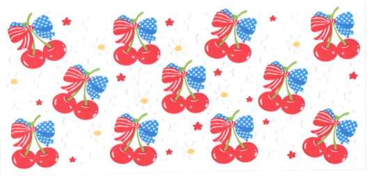 USA Bows and cherries W/Flowers