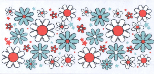 Teal and Red Flowers