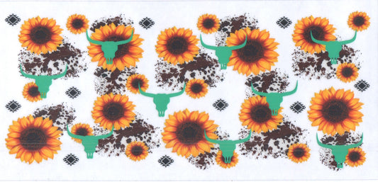 Skull and sunflowers