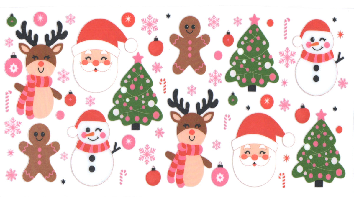 Santa, Trees, Snowmen
