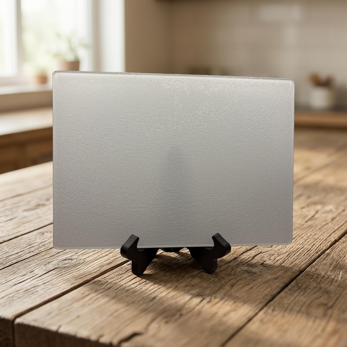 Custom 8x11 glass cutting board with full-color sublimation design