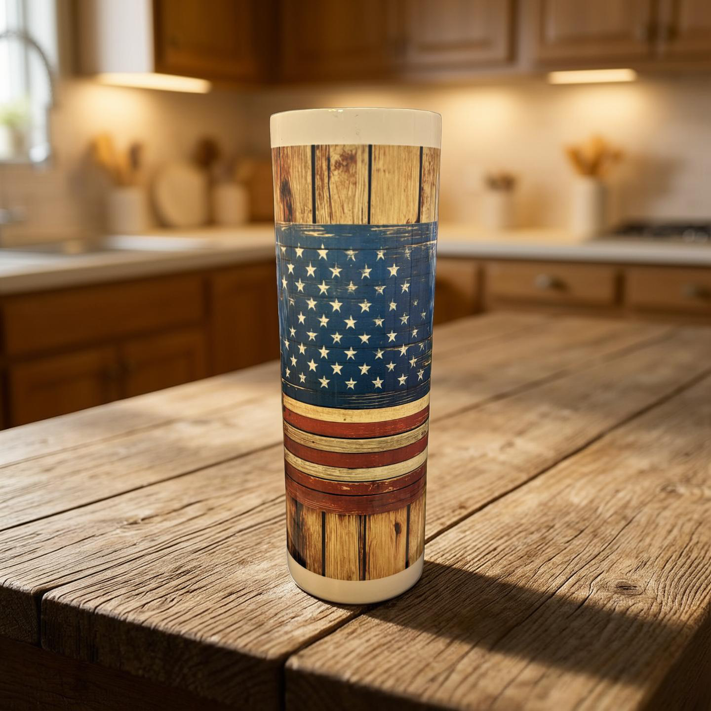 "Custom 30 oz stainless steel skinny tumbler with full-color wrap-around sublimation design,