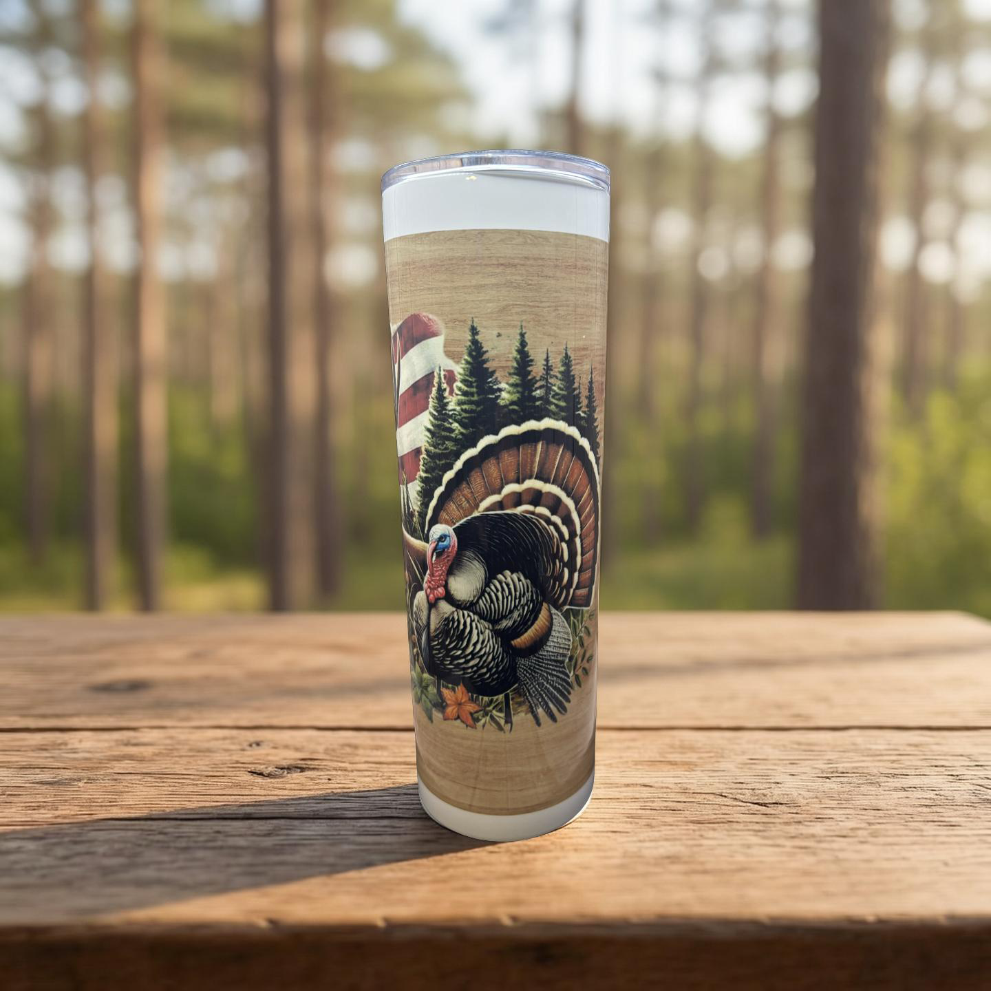 "Custom 30 oz stainless steel skinny tumbler with full-color wrap-around sublimation design,