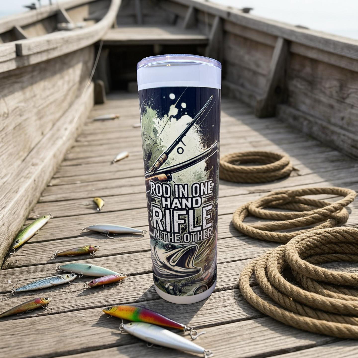 "Custom 30 oz stainless steel skinny tumbler with full-color wrap-around sublimation design,
