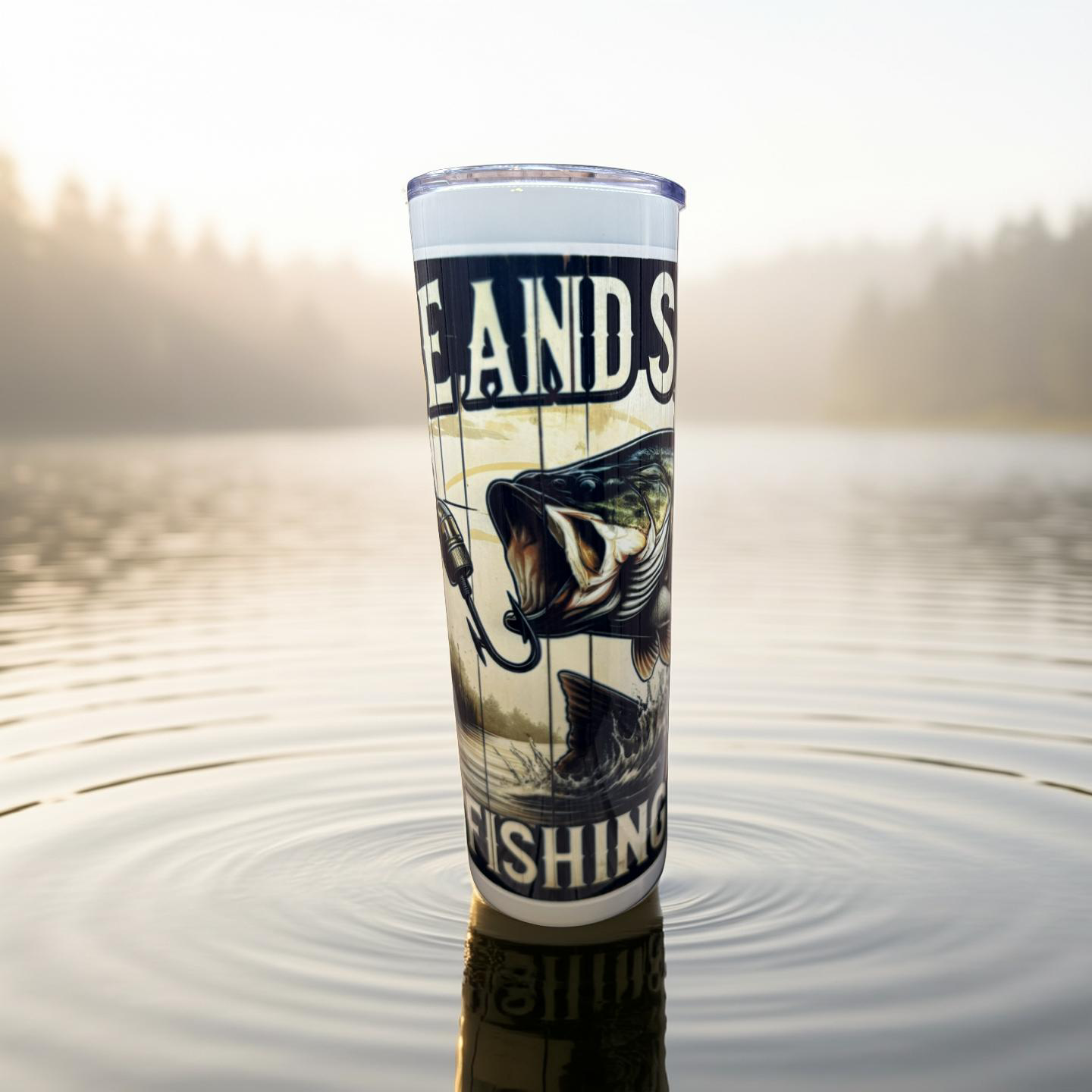 "Custom 30 oz stainless steel skinny tumbler with full-color wrap-around sublimation design,