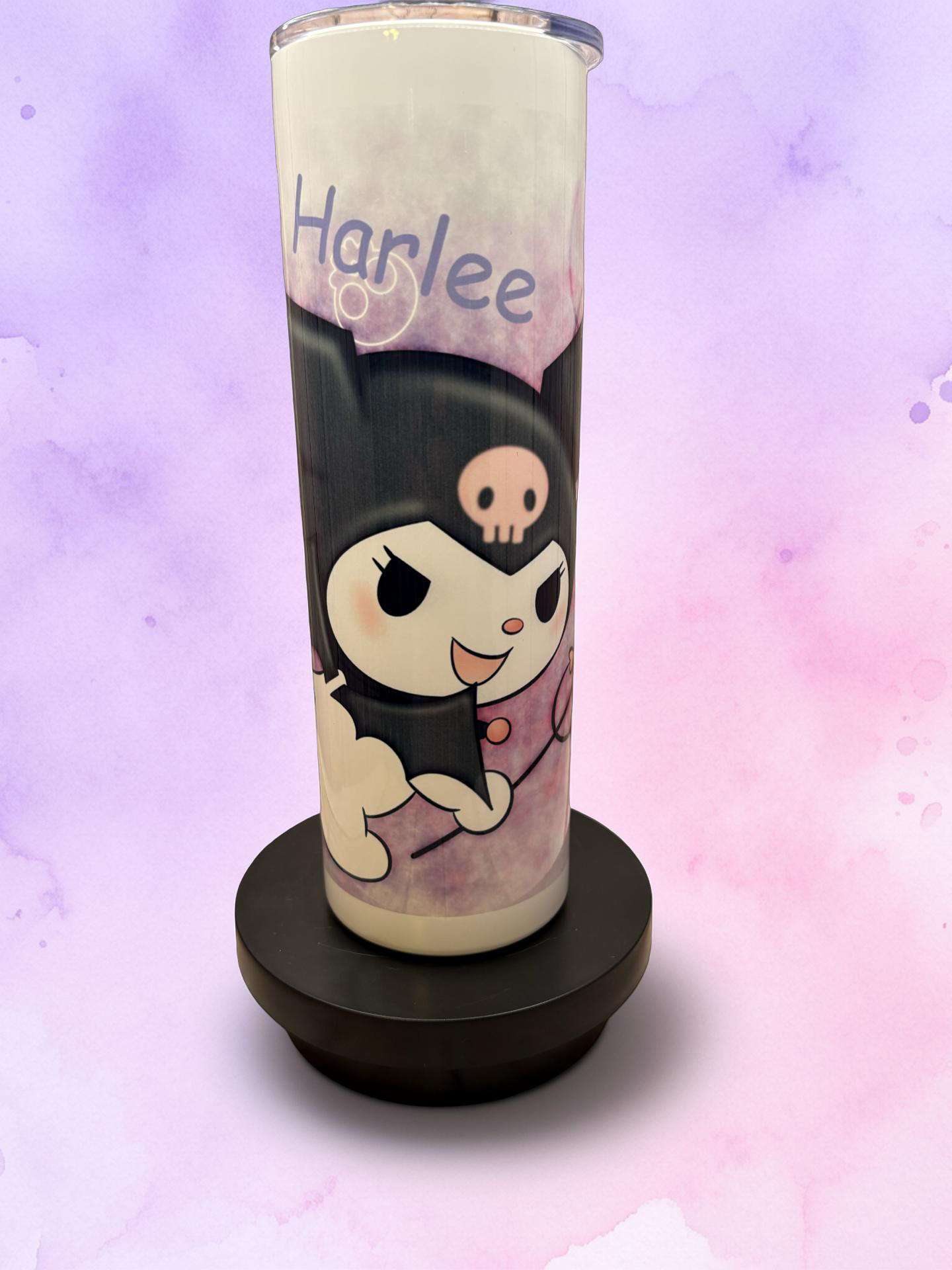 "Custom 30 oz stainless steel skinny tumbler with full-color wrap-around sublimation design,