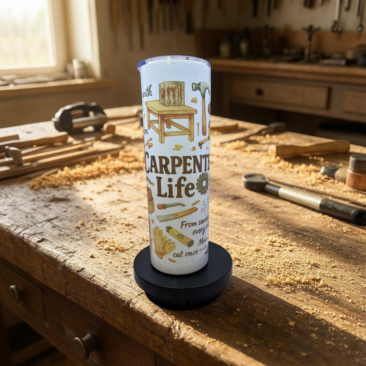 "Custom 30 oz stainless steel skinny tumbler with full-color wrap-around sublimation design,