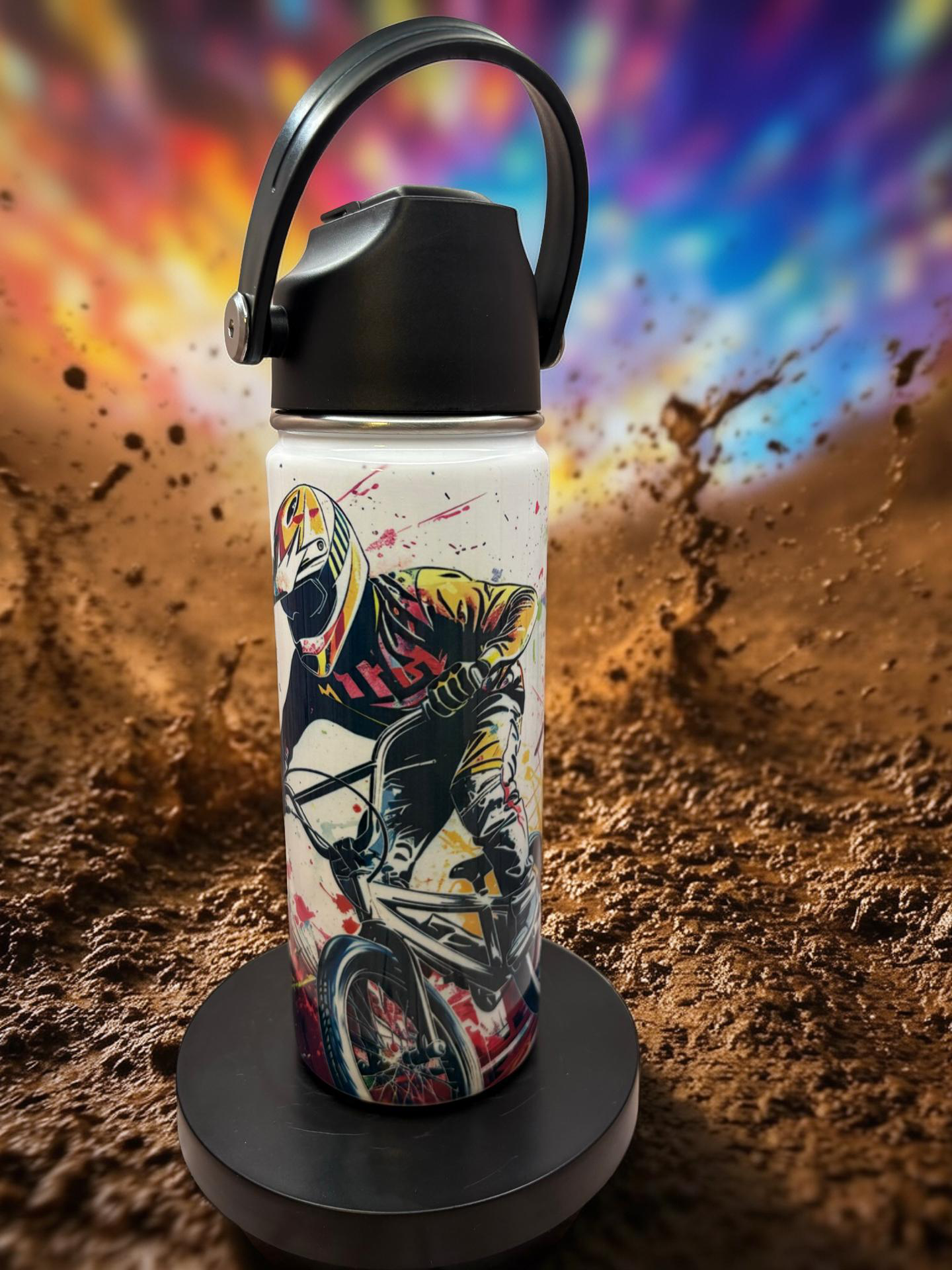 Custom 18 oz stainless steel kids water bottle with full-color sublimation design,