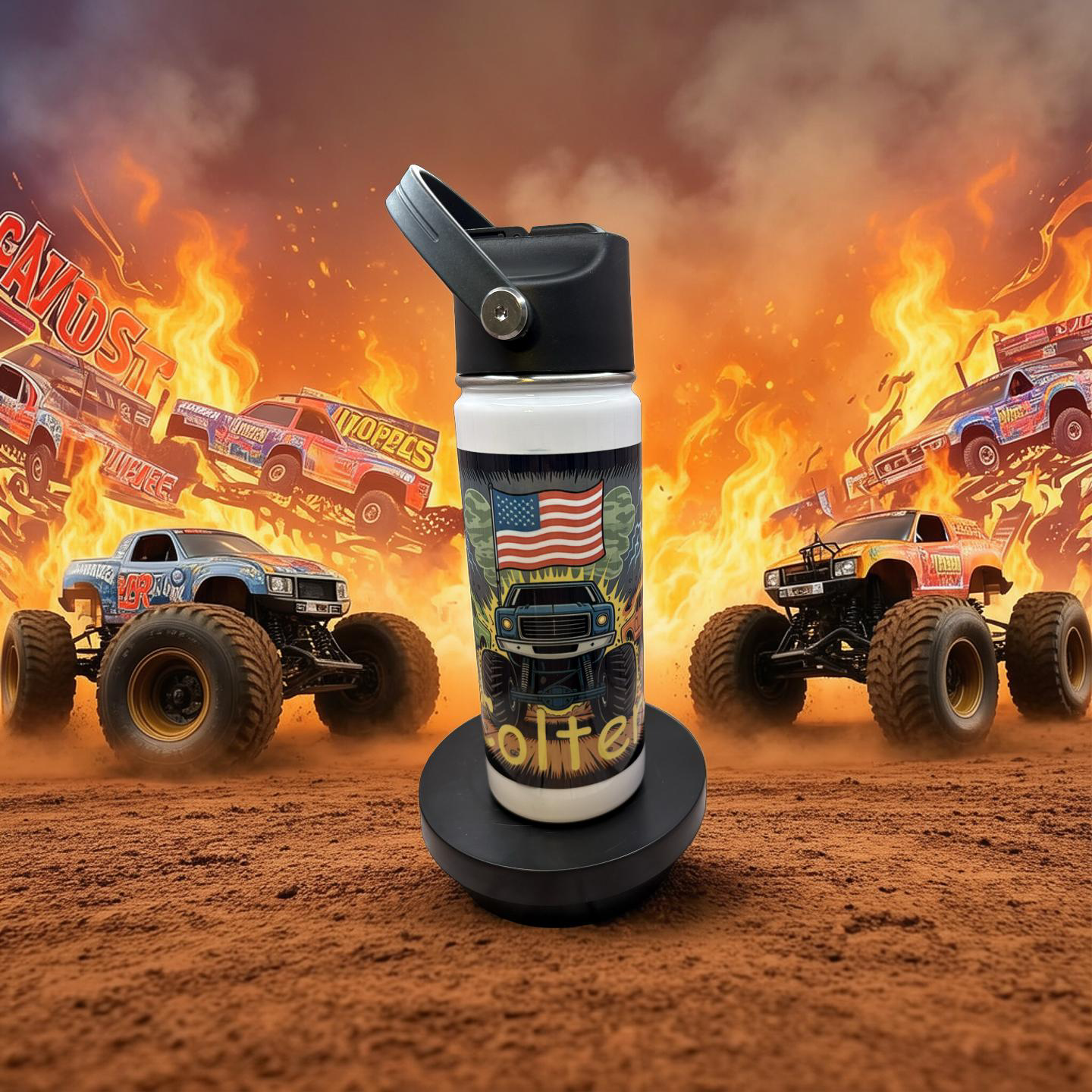 Custom 18 oz stainless steel kids water bottle with full-color sublimation design,
