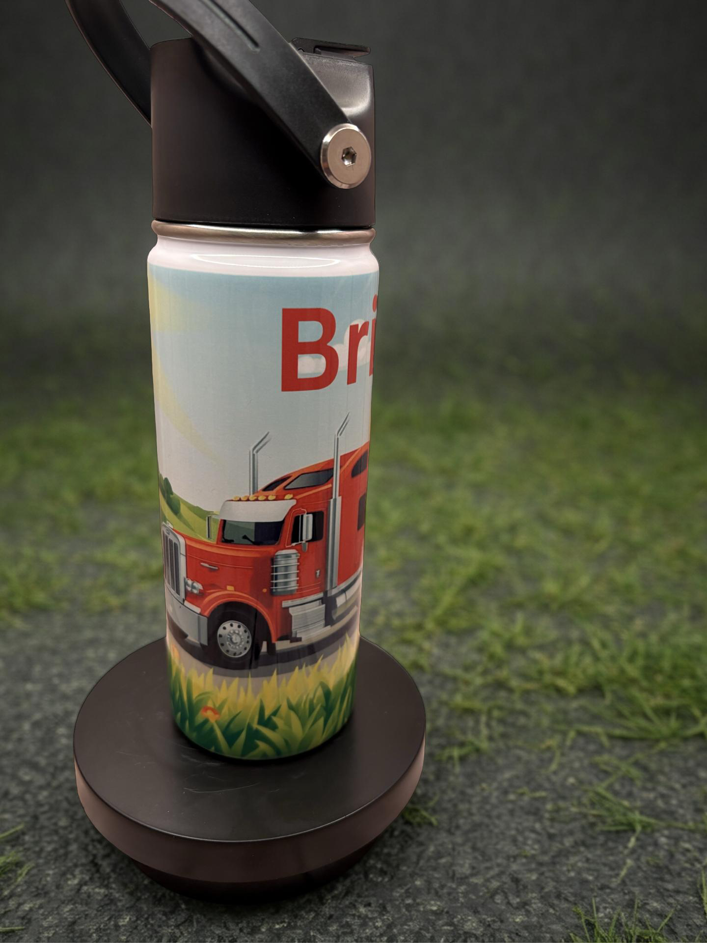 Custom 18 oz stainless steel kids water bottle with full-color sublimation design,
