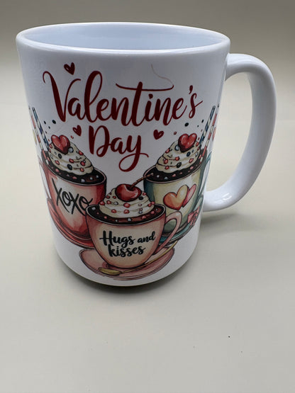 "Premade 15 oz ceramic coffee mug with vibrant sublimation design