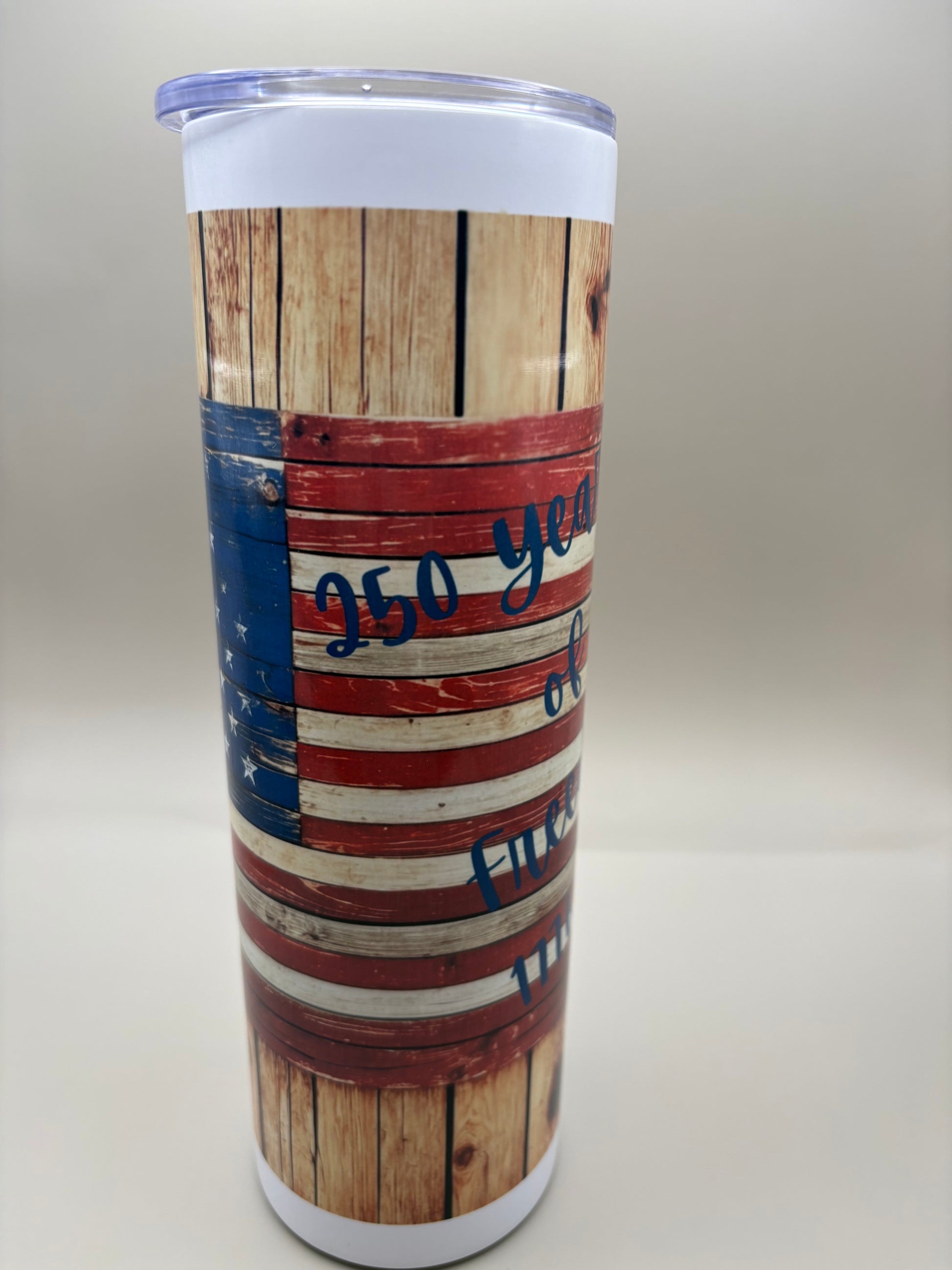 "Premade 30 oz stainless steel skinny tumbler with full-color design,
