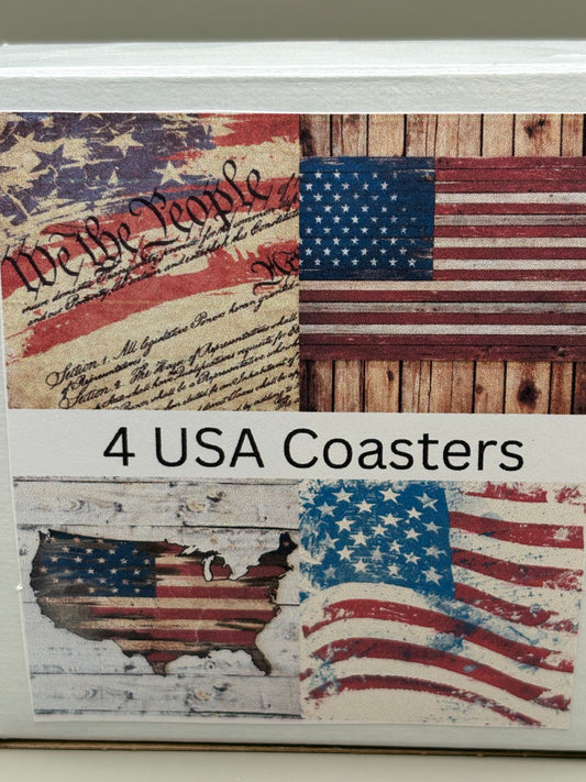 Premade square coasters set of 4 with vibrant sublimation designs,
