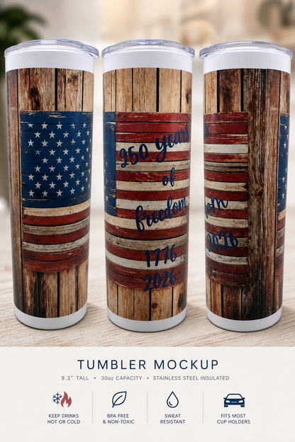 "Premade 30 oz stainless steel skinny tumbler with full-color design,