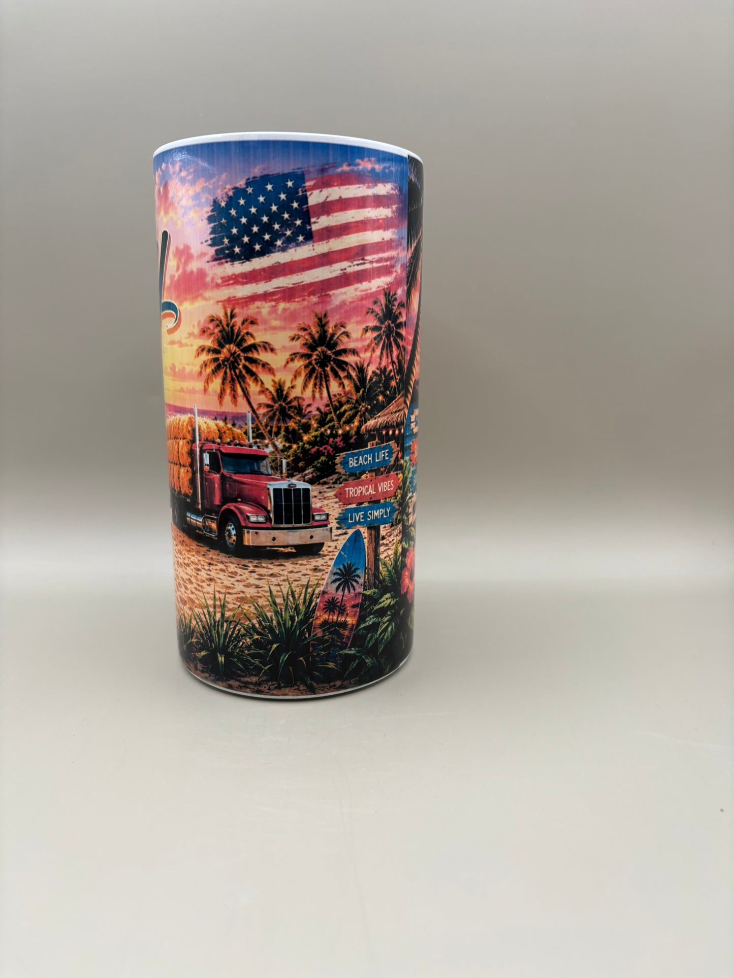 Custom 16 oz stainless steel can cooler party cup with full-color sublimation design, 