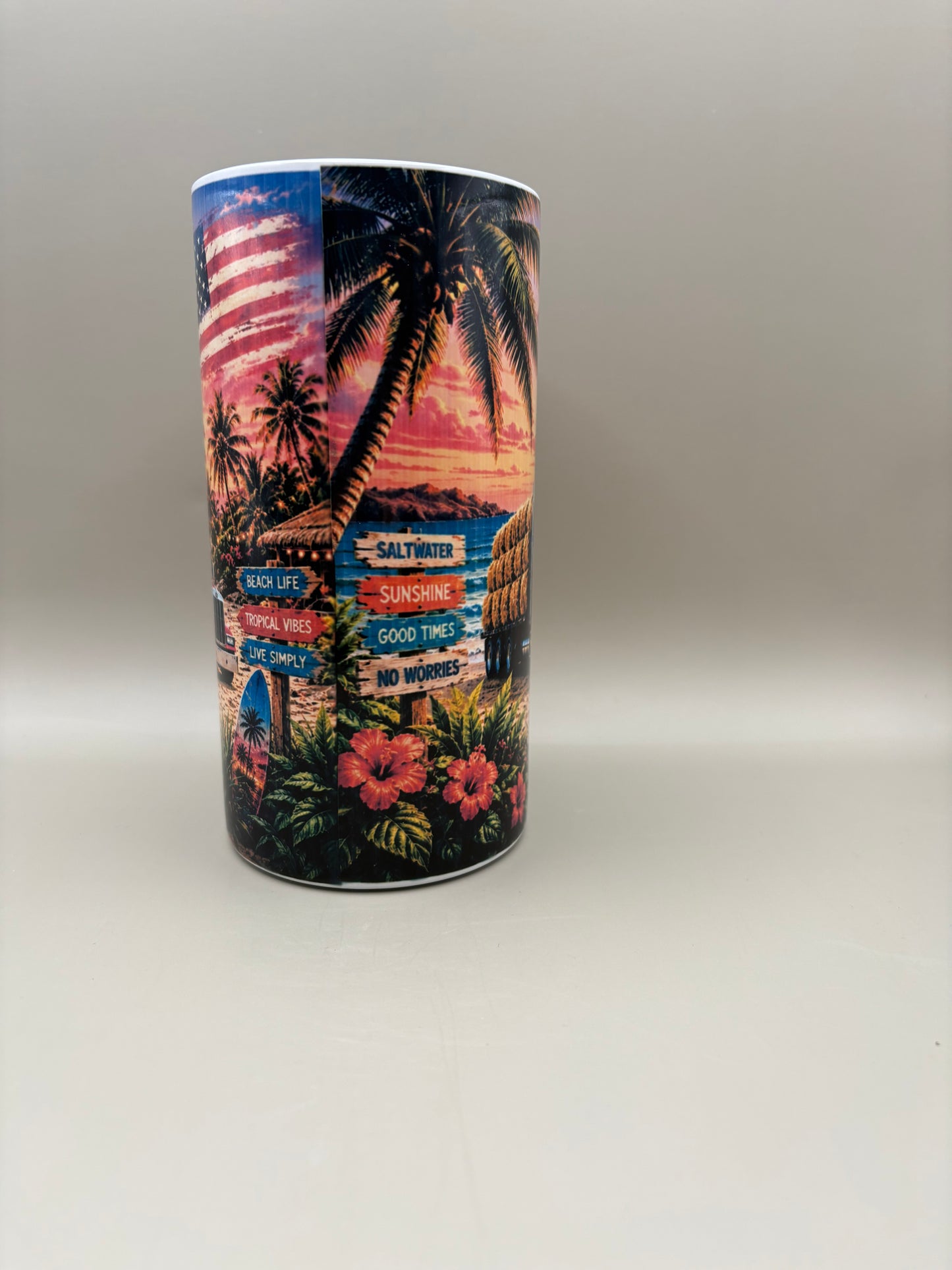 Custom 16 oz stainless steel can cooler party cup with full-color sublimation design, 