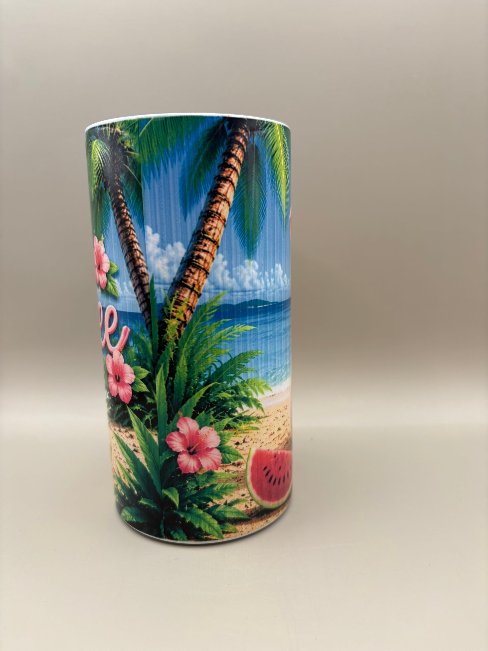 Custom 16 oz stainless steel can cooler party cup with full-color sublimation design, 