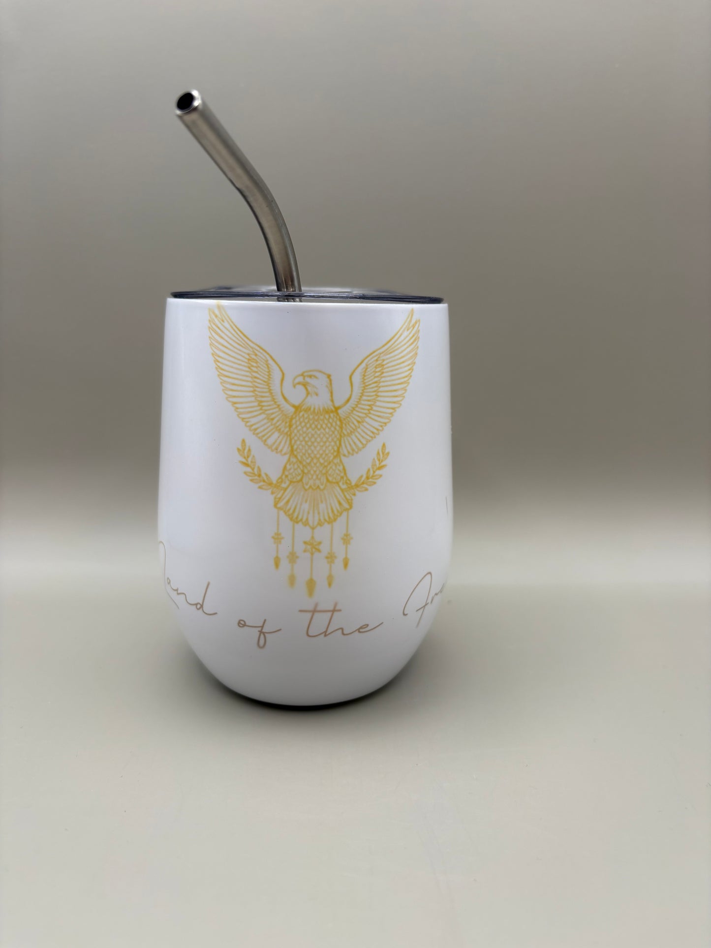 Custom 12 oz stainless steel wine tumbler with personalized design