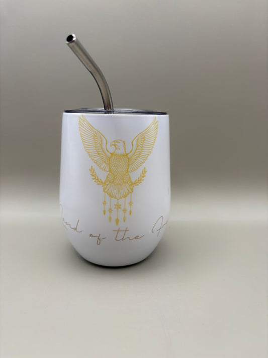 Custom 12 oz stainless steel wine tumbler with personalized design