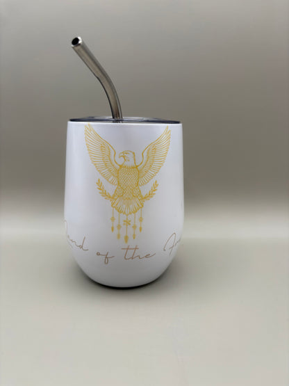 Custom 12 oz stainless steel wine tumbler with personalized design