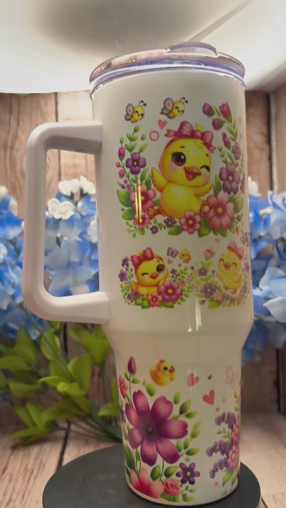 "Premade 40 oz stainless steel tumbler with sublimation design,